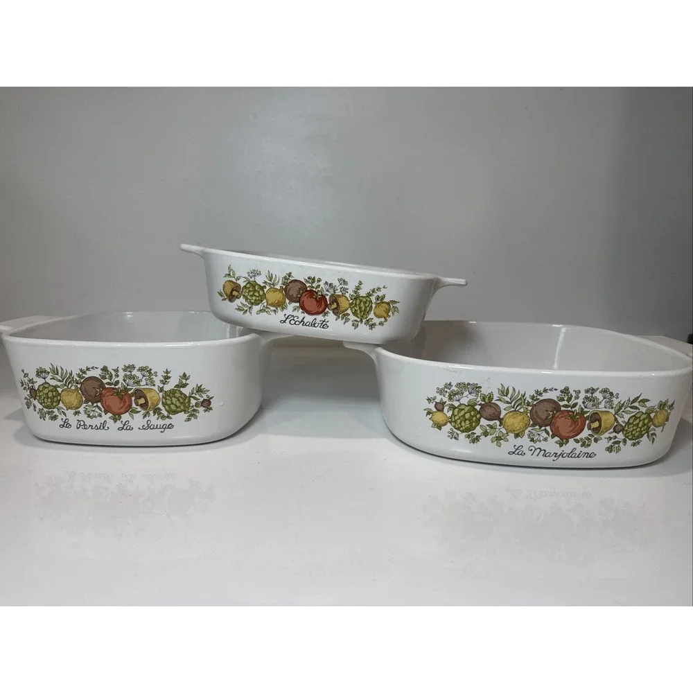 CorningWare Spice of Life Casserole Dish Set of 3 VTG 2 Qt 1.5 Qt 1 Qt Retro
